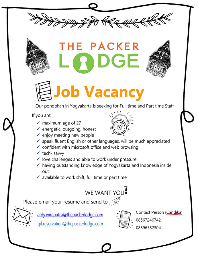 Job Vacancy The Packer Lodge Jakarta Backpacker Hostel